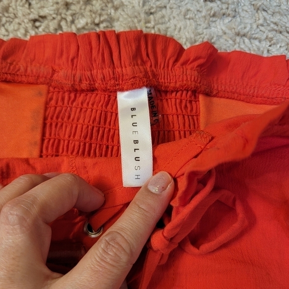 BLUE BLUSH Red Puff Off Shoulder Crop Top High Waist Lace-up Corset Shorts Set L - Picture 14 of 16